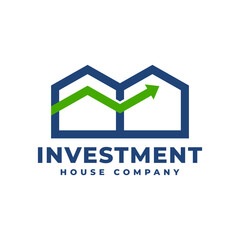 illustration of a two house with a business graphic shape. house investment business logo template.