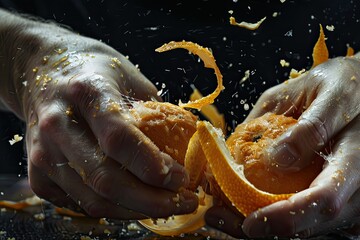 Ultra Hd Picture of Unrecognizable Person Peeling Orage