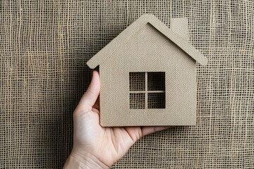 Ultra Hd Image of Hand Holding a Paper House on Canvas