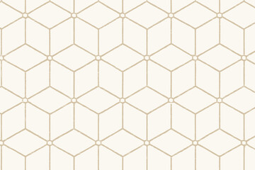 Seamless geometric cube pattern with beige lines on cream background