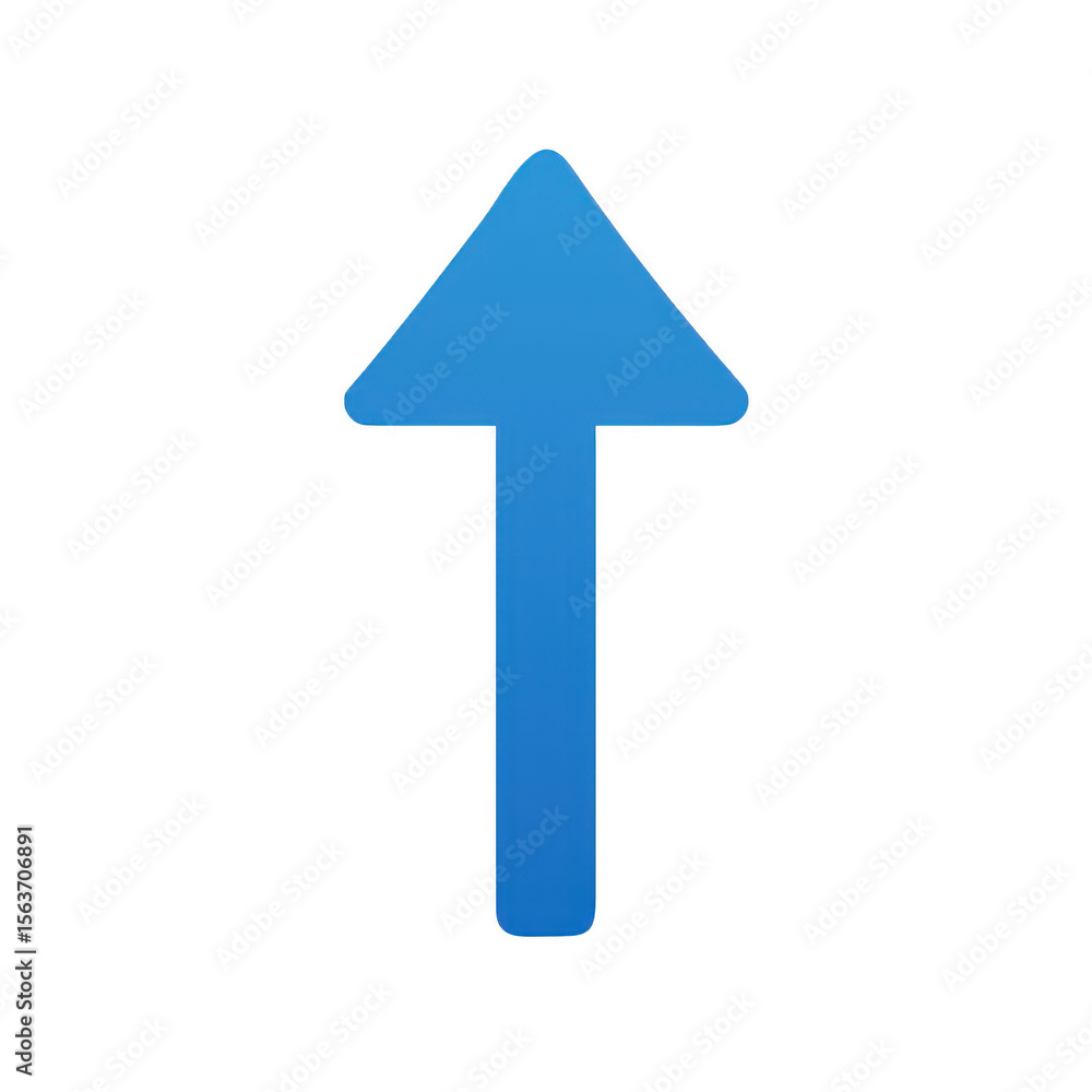Poster simple blue arrow pointing upwards with a gradient effect isolated on transparent background