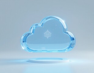 Conceptual design of a crystalline cloud hovering on a podium with light