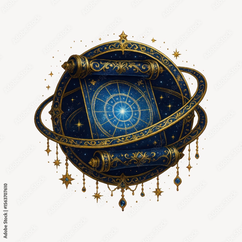 Poster celestial scroll with ornate design.