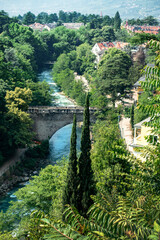 der Fluß Passer in Meran, Südtirol,