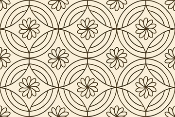 Fototapeta premium Seamless geometric floral pattern with circular petal arrangements