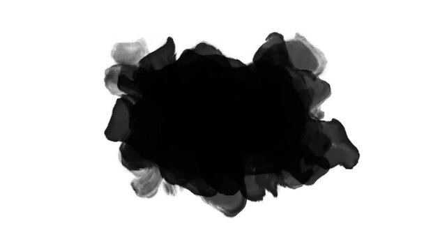 Animation of ink brush stroke black and white paint transition with track matte effect, ink brush paint concept