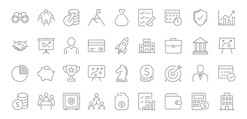 Business & Finance – Linear Outline Vector Icons Set