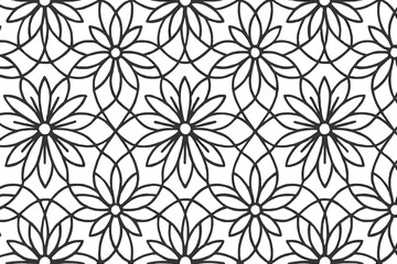 Fototapeta premium Seamless floral pattern with daisy-like petals in black and white