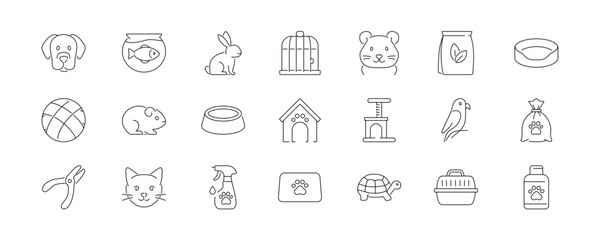 Pet & Animal Care – Linear Vector Icons Set