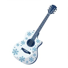 Obraz premium Acoustic Guitar with Snowflake Pattern Winter Design