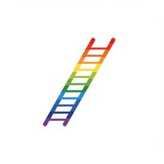 Rainbow Colored Ladder on White Background