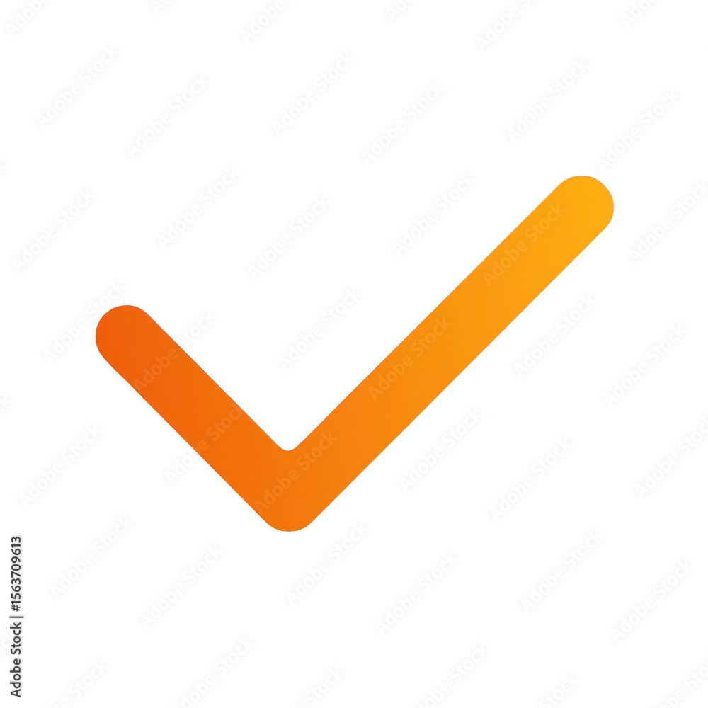 Poster orange check mark symbol isolated on transparent background