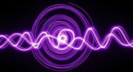 Abstract Glowing Purple Energy Waves Flowing Through a Swirling Vortex Center