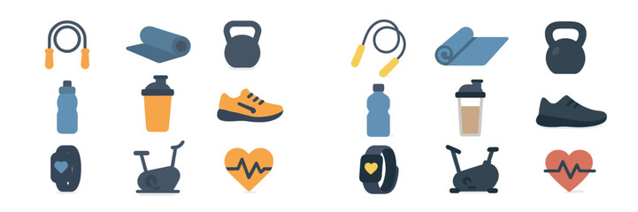 Fitness equipment and accessories for a healthy lifestyle at a gym or home workout setting