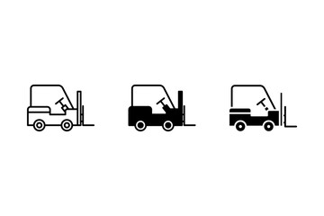 Black forklift truck on white background    