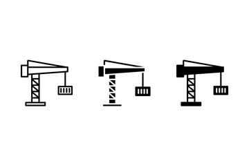Crane icon symbolizes construction and heavy lifting, ideal for building websites, industrial blogs, on a white background