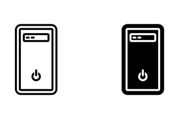 pc tower Line Icon Background White