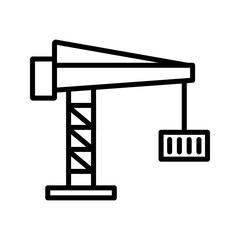 Crane icon symbolizes construction and heavy lifting, ideal for building websites, industrial blogs, on a white background