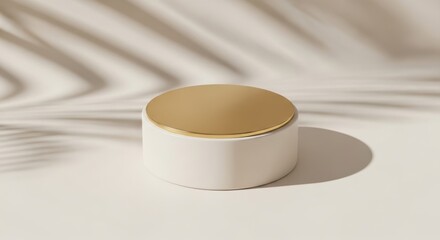 Minimalist display podium with natural light and shadow patterns