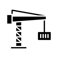 Crane icon symbolizes construction and heavy lifting, ideal for building websites, industrial blogs, on a white background