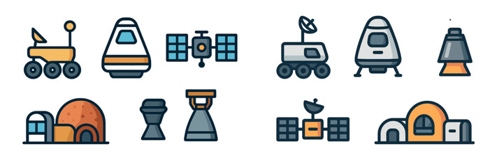Exploring future space missions with various spacecraft, rovers, and satellites designed for extraterrestrial environments © Alan