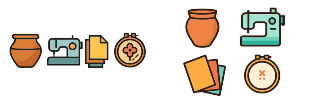 Crafting tools and supplies for various DIY projects in a creative workspace