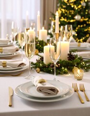 Elegant Christmas Dinner Table Setting. (1)