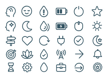 Fototapeta premium Outlined vector icons for productivity, wellness, and focus apps