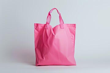 Premium Quality Image of Pink Tote Bag Mockup Isolated on White Background