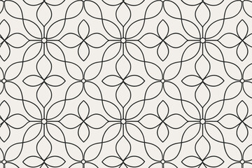 Fototapeta premium Seamless floral tile pattern with simple petal shapes and symmetry