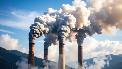 Industrial Smokestacks Pollution Air Pollution Clouds.