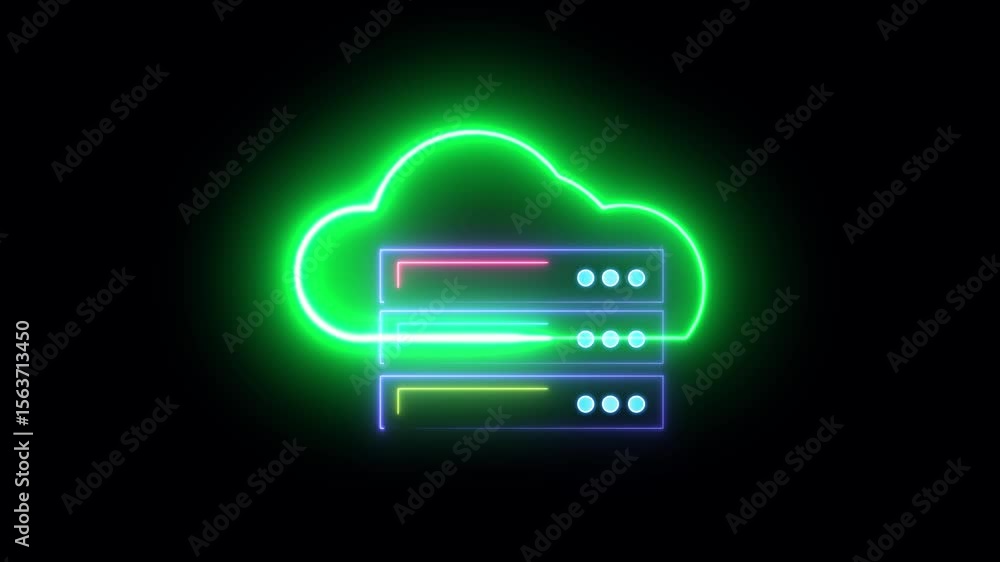 Poster cloud technology concept for data management system, online database storage, networking and interne
