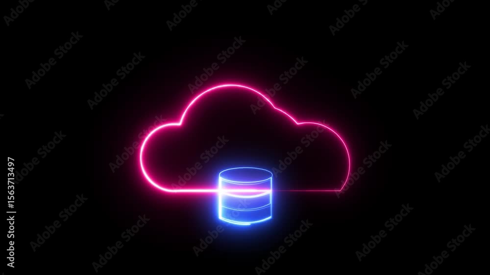 Poster cloud technology concept for data management system, online database storage, networking and interne
