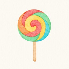 Colorful swirled lollipop illustration.