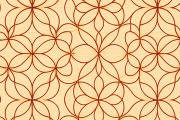 Fototapeta premium Retro floral pattern with warm earthy tones on a beige background.