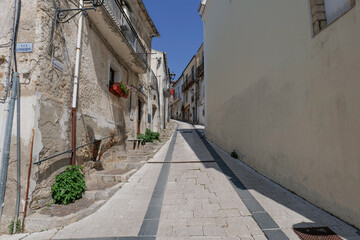 A small street in Oppido Lucano, a rural town in the province of Potenza in Italy.