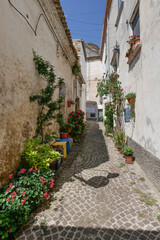 A small street in Oppido Lucano, a rural town in the province of Potenza in Italy.