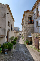 A small street in Oppido Lucano, a rural town in the province of Potenza in Italy.
