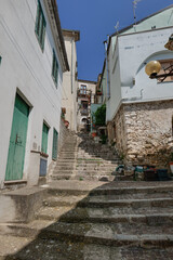 A small street in Oppido Lucano, a rural town in the province of Potenza in Italy.