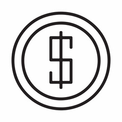 Obraz premium Financial Icon Dollar Coin Line Art Illustration, Perfect for Business, Finance, and Economy Related Projects