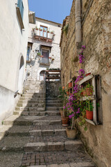 A small street in Oppido Lucano, a rural town in the province of Potenza in Italy.
