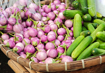 Purple eggplant in a basket