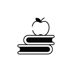 Book Stacks And Apple icon design with white background stock illustration