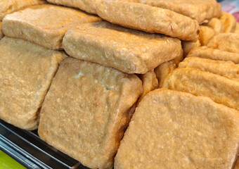Fried tofu  at the market