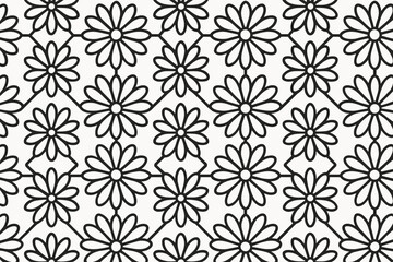 Seamless black and white daisy floral pattern design