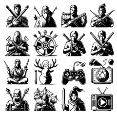 set of nija sports icons