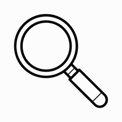 Vector Line Art Magnifying Glass Black and White Search Icon Illustration
