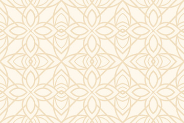 Fototapeta premium Elegant beige floral pattern with seamless geometric symmetry