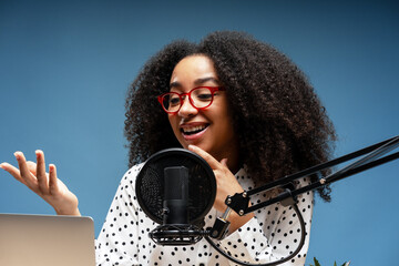 Engaging Podcast Host Recording in Studio