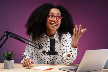 Engaging Podcaster Recording Content in Studio